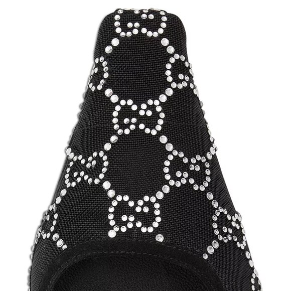Gucci Crystal-Embellished GG Pointed Toe Slingback Sandals Black 36 (6) - Picture 5 of 16